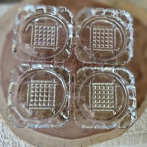 Vintage Cut Glass Coaster or Ashtrays Set of 4 upcycled Trinket dishes